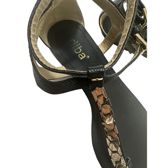 Diba black gold flat Sandals size 6.5 - Picture 7 of 12